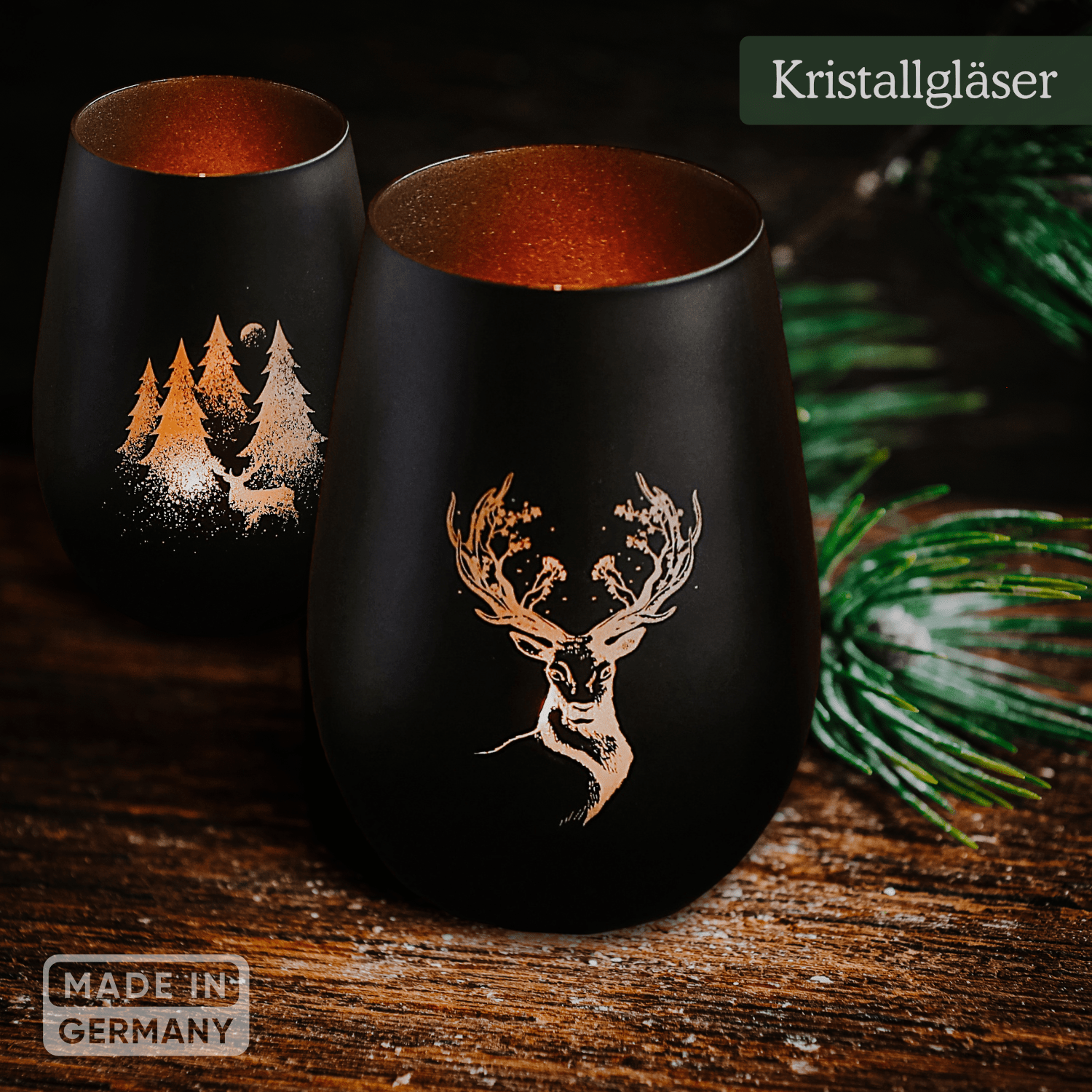 Windlicht Blüten Hirsch