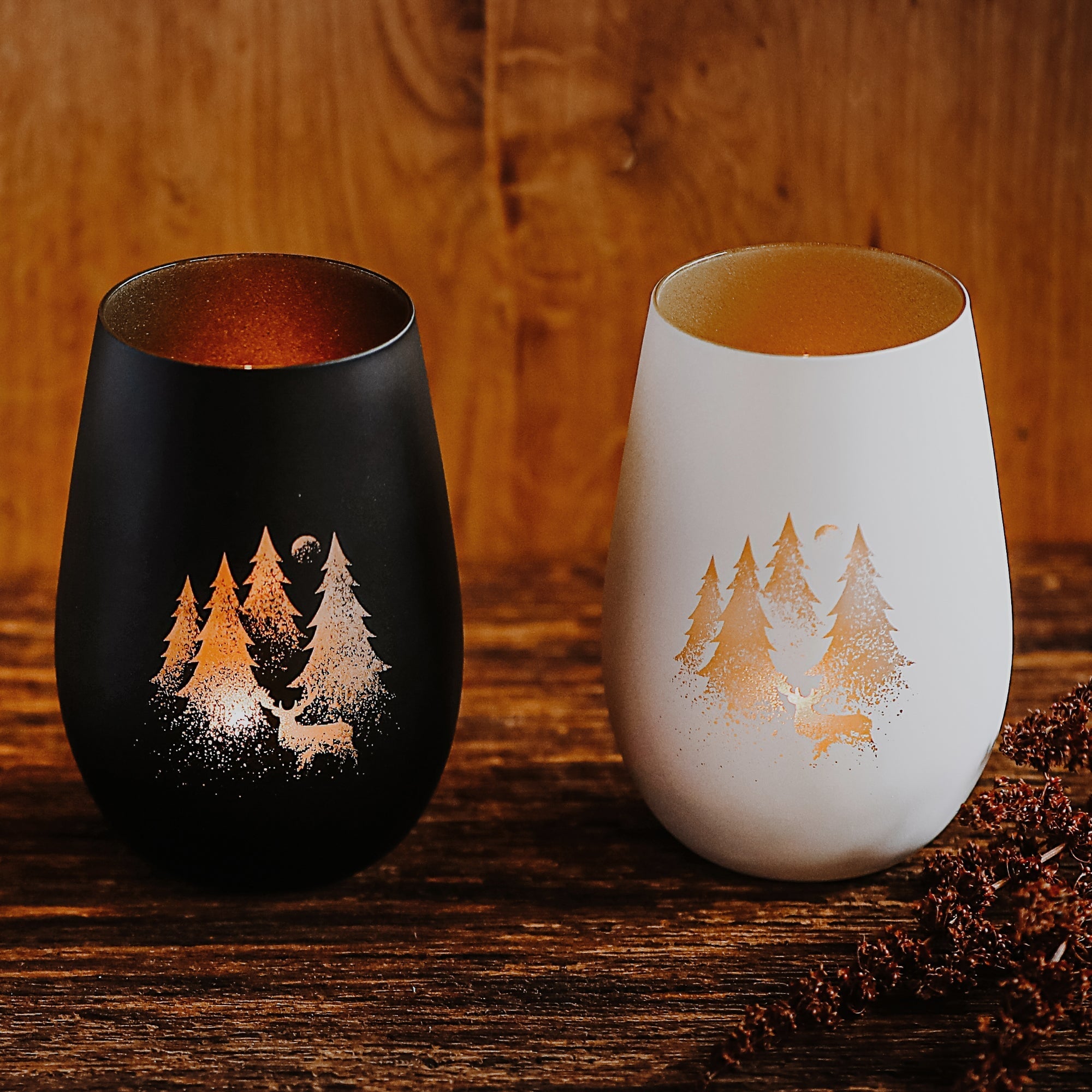 Windlicht Hirsch Im Wald gesprenkelt