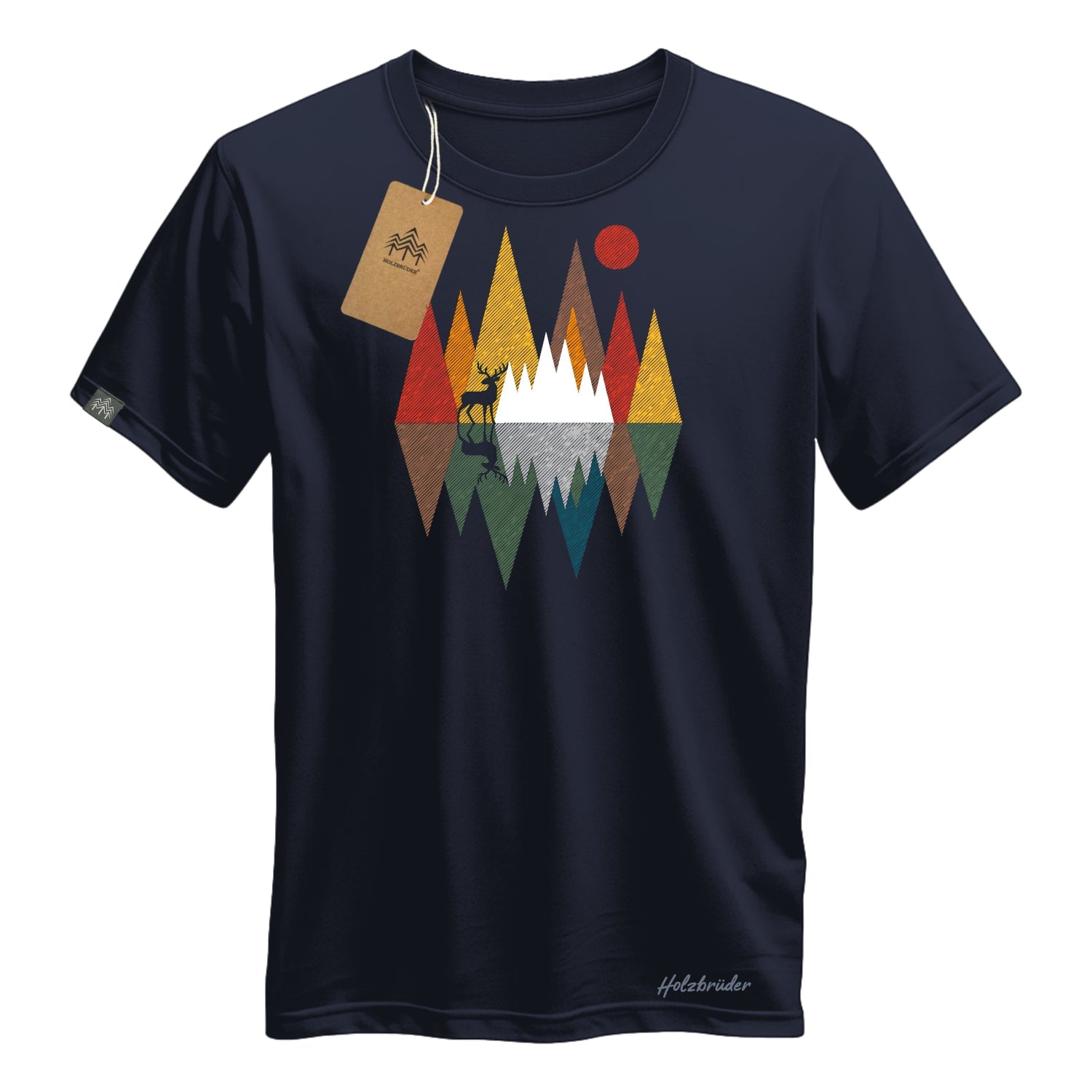 Holzbrüder® Originals - Hirsch Im Wald Geometrisch Bio Herren Shirt