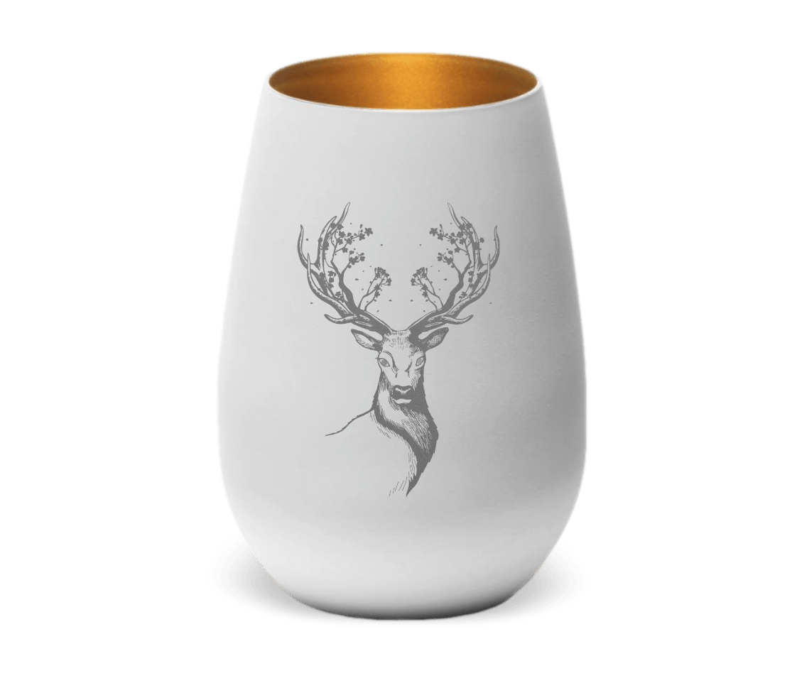 Windlicht Blüten Hirsch