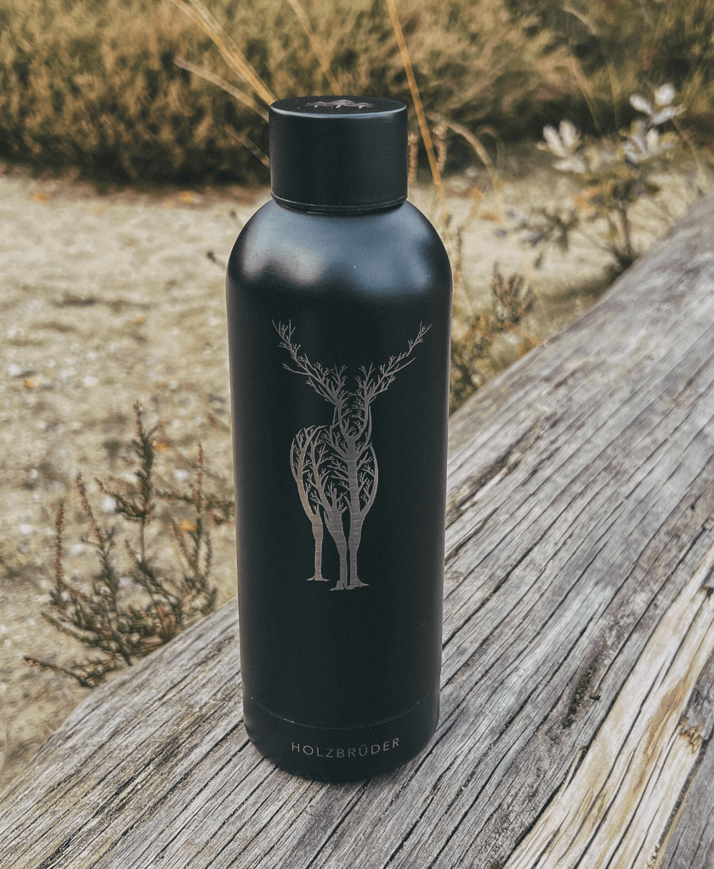 Hirsch Äste - Thermo-Trinkflasche (🌲)