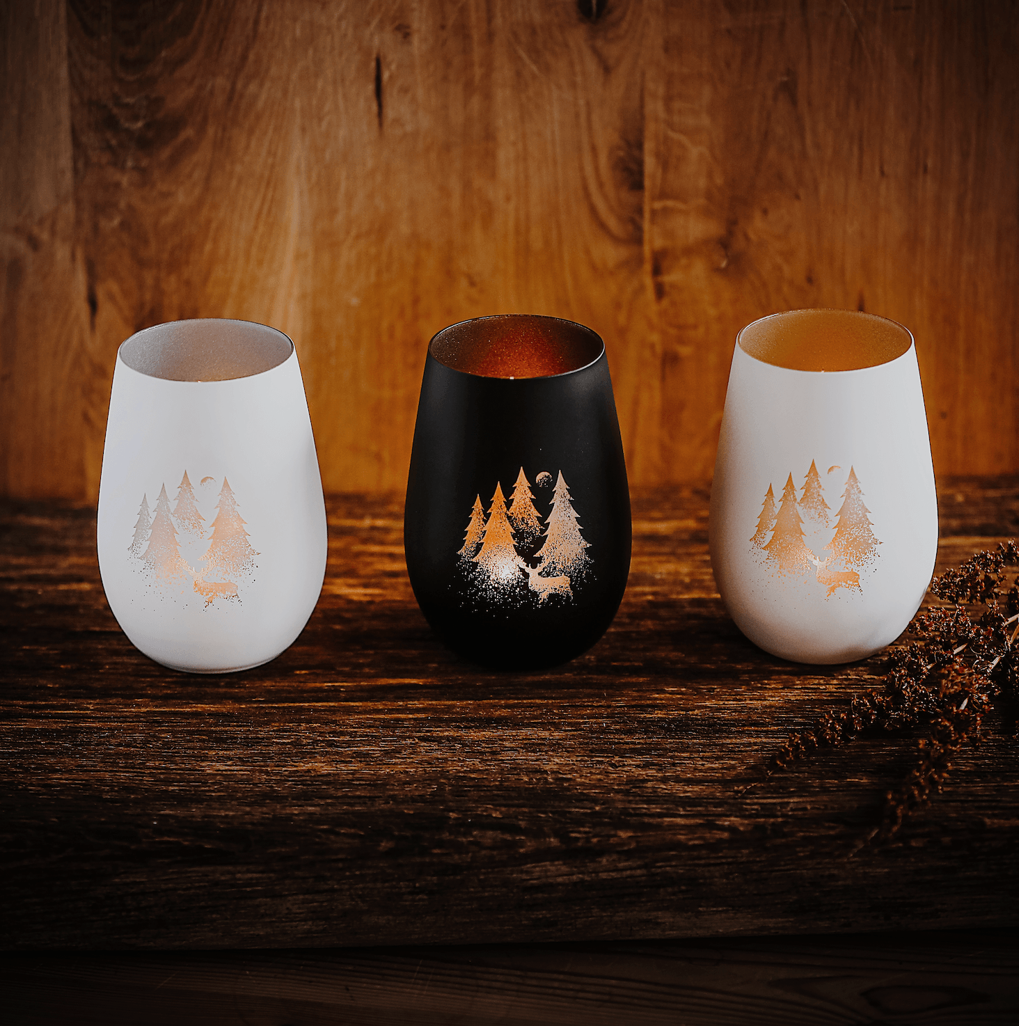 Windlicht Hirsch Im Wald gesprenkelt