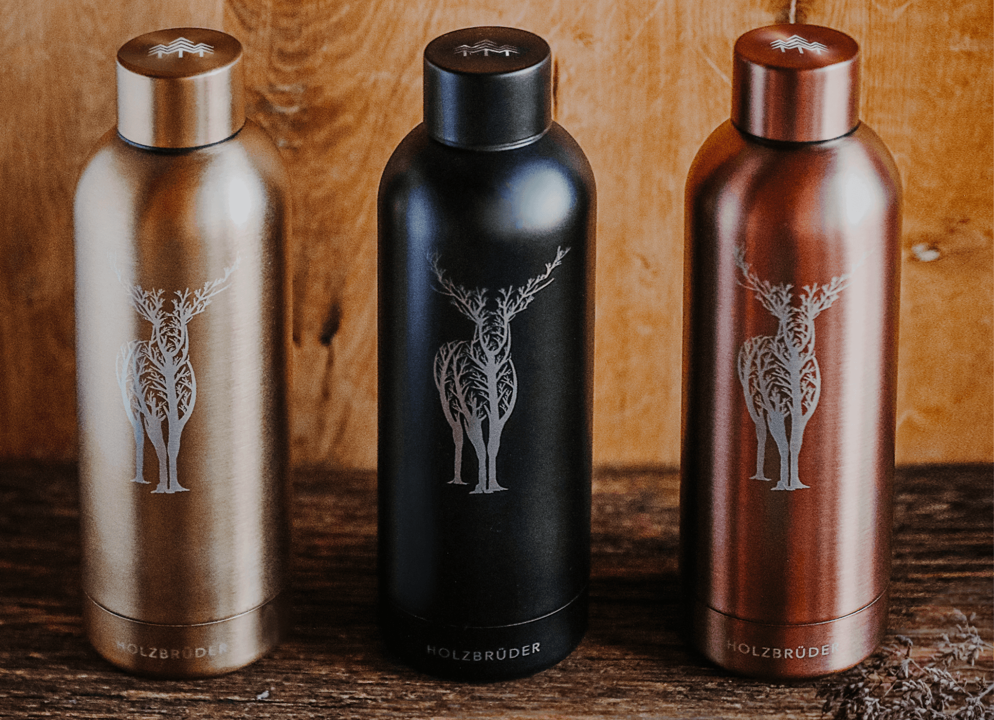 Hirsch Äste - Thermo-Trinkflasche (🌲)