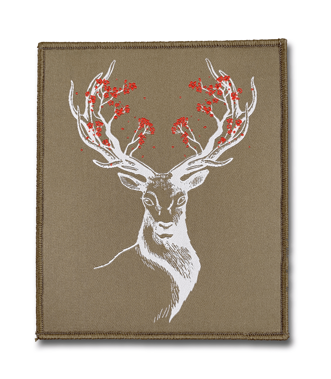 BIG PATCH Bluetenhirsch (olivgrau)