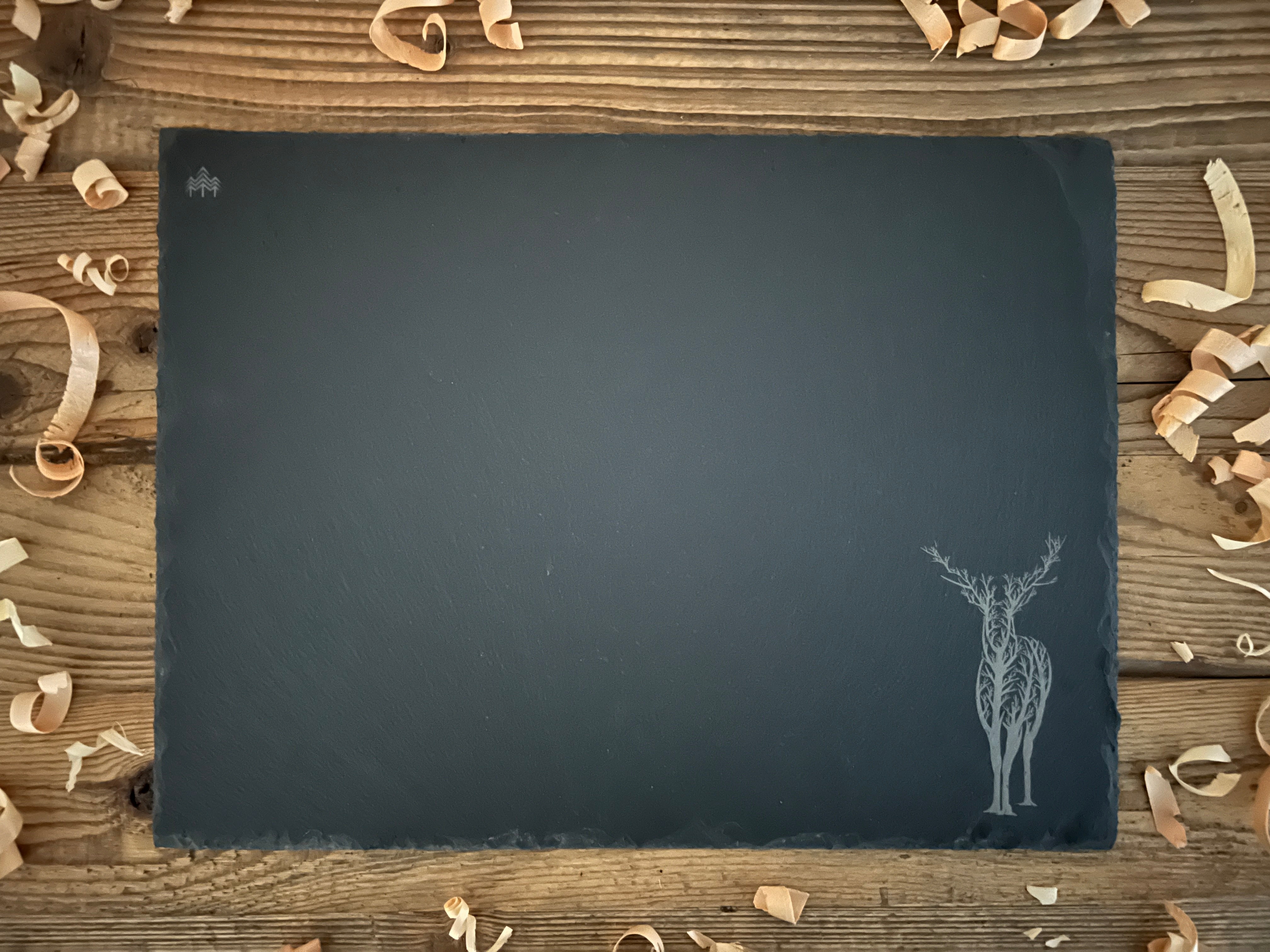 Hirsch Äste - Schieferplatte