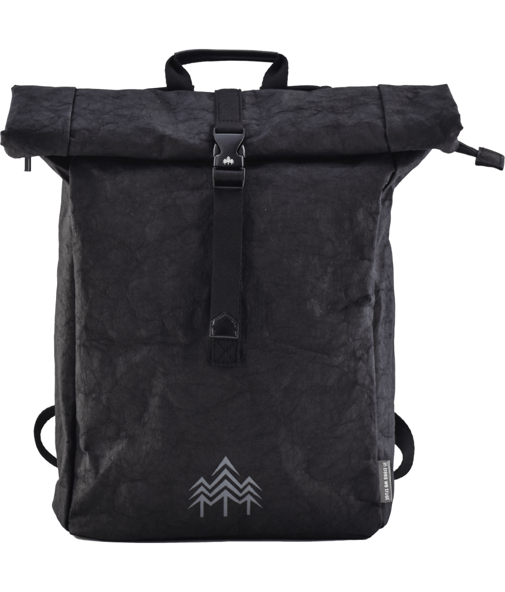 Kraftpapier Rucksack vegan Schwarz (🌲)