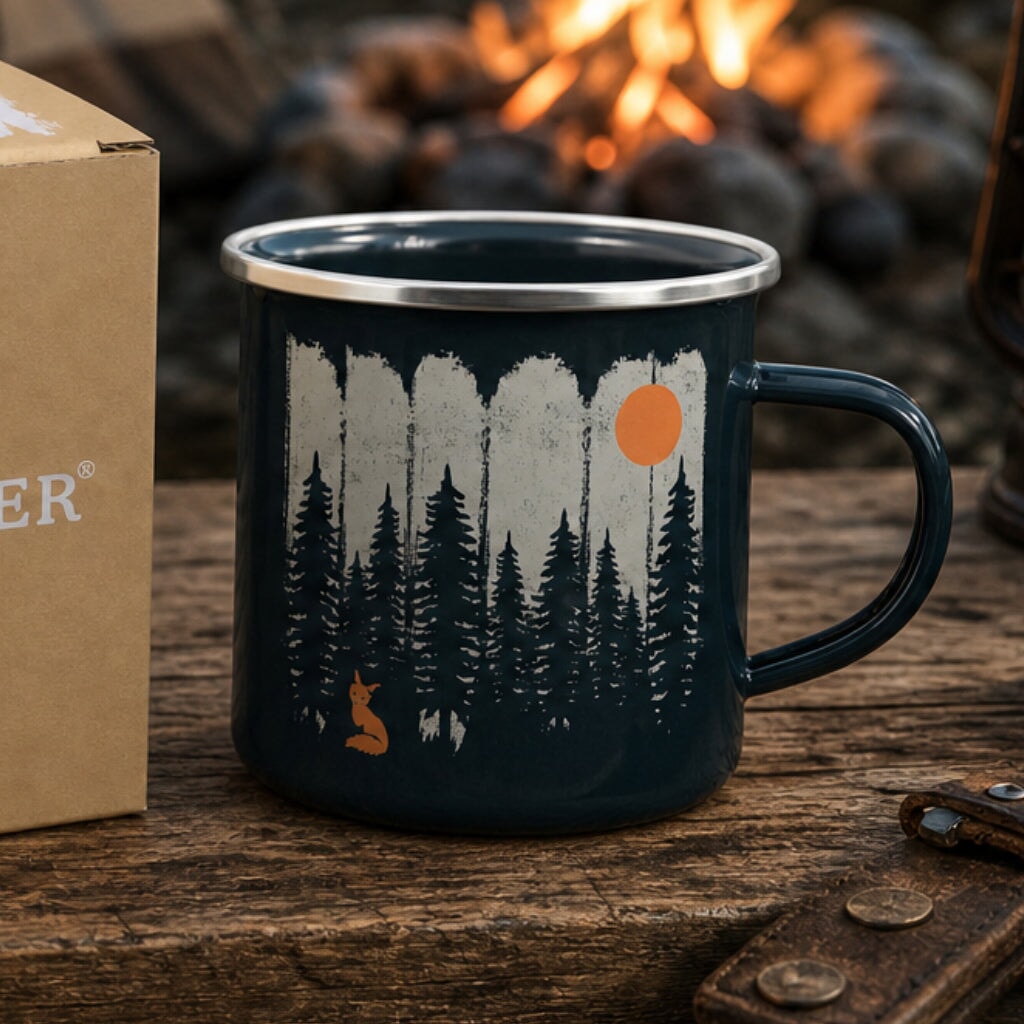 Emaille Tasse - Fuchs im Wald