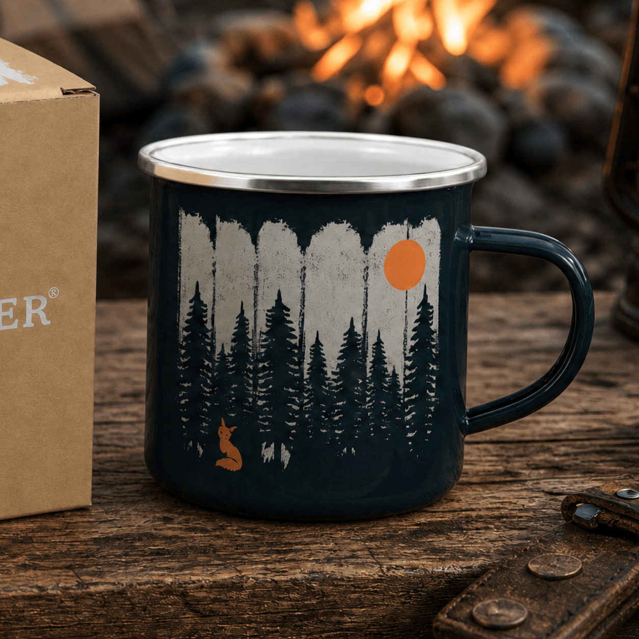 Emaille Tasse - Fuchs im Wald
