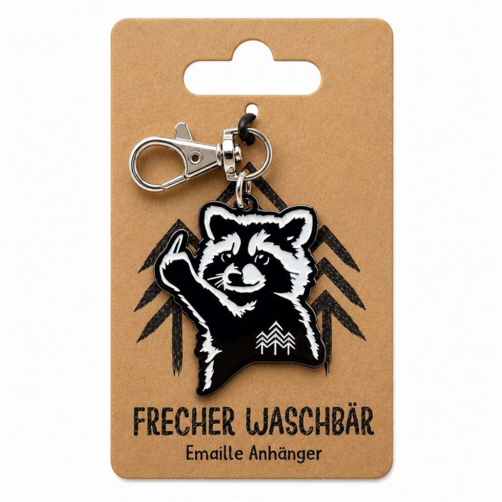 Emaille Anhänger - Frecher Waschbär