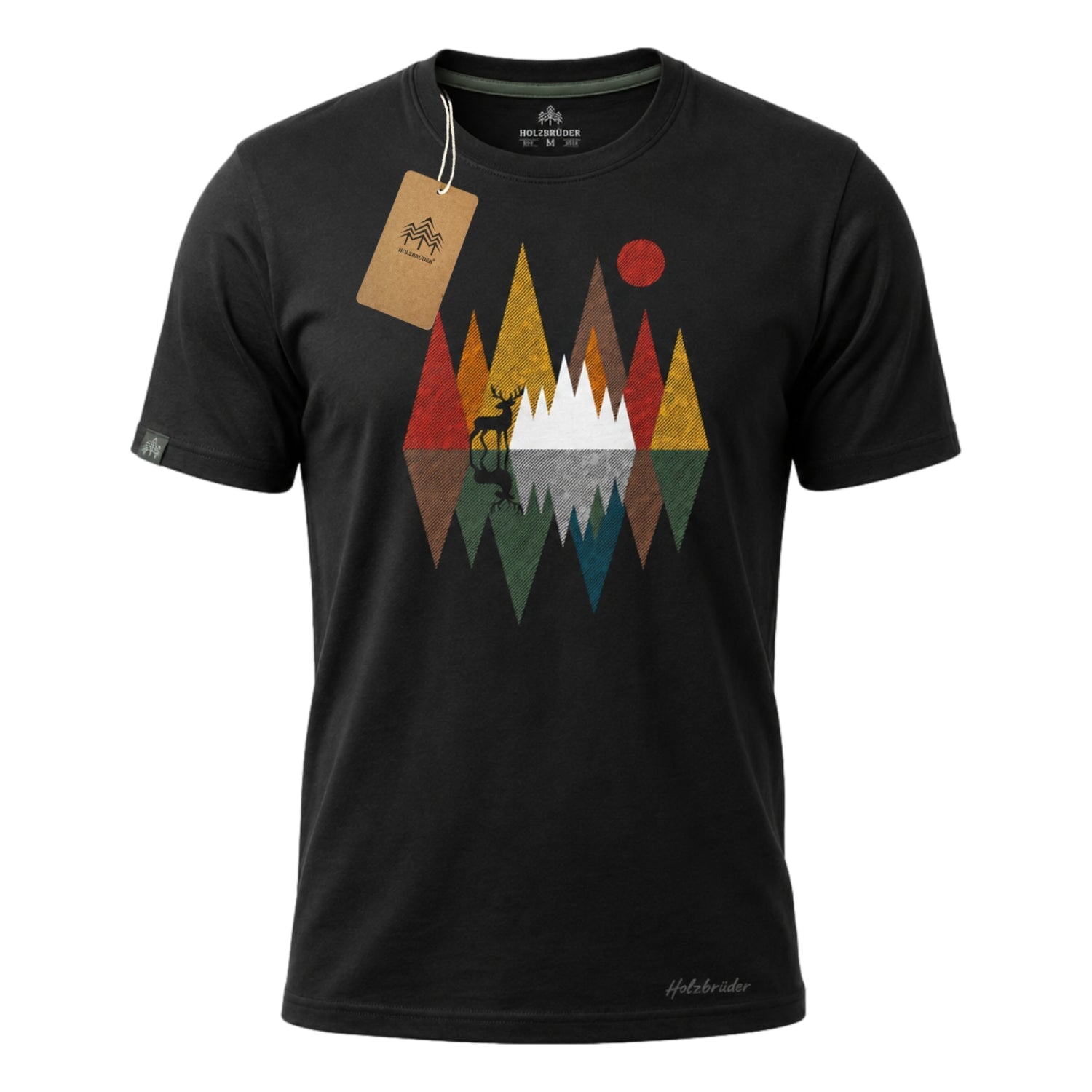 Holzbrüder® Originals - Hirsch Im Wald Geometrisch Bio Herren Shirt