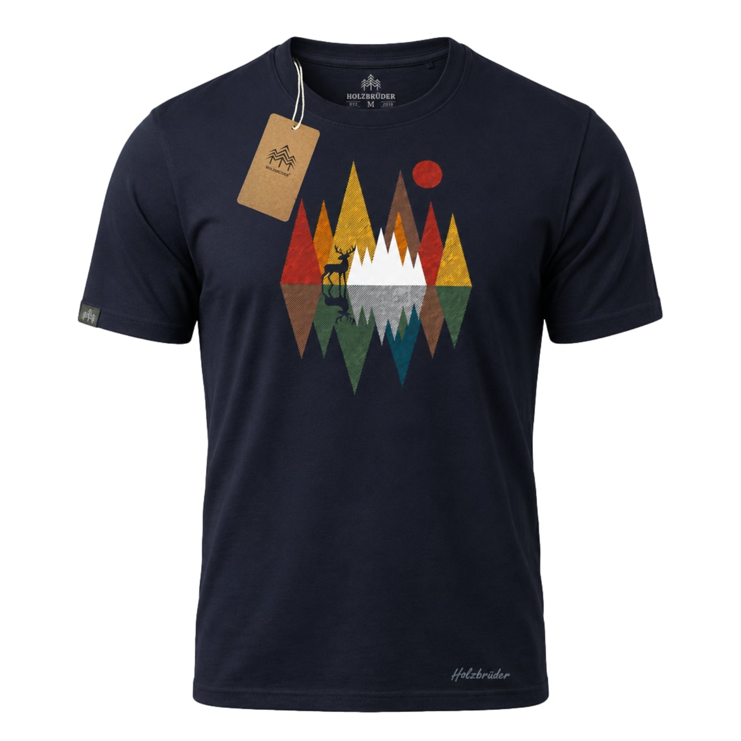 Holzbrüder® Originals - Hirsch Im Wald Geometrisch Bio Herren Shirt