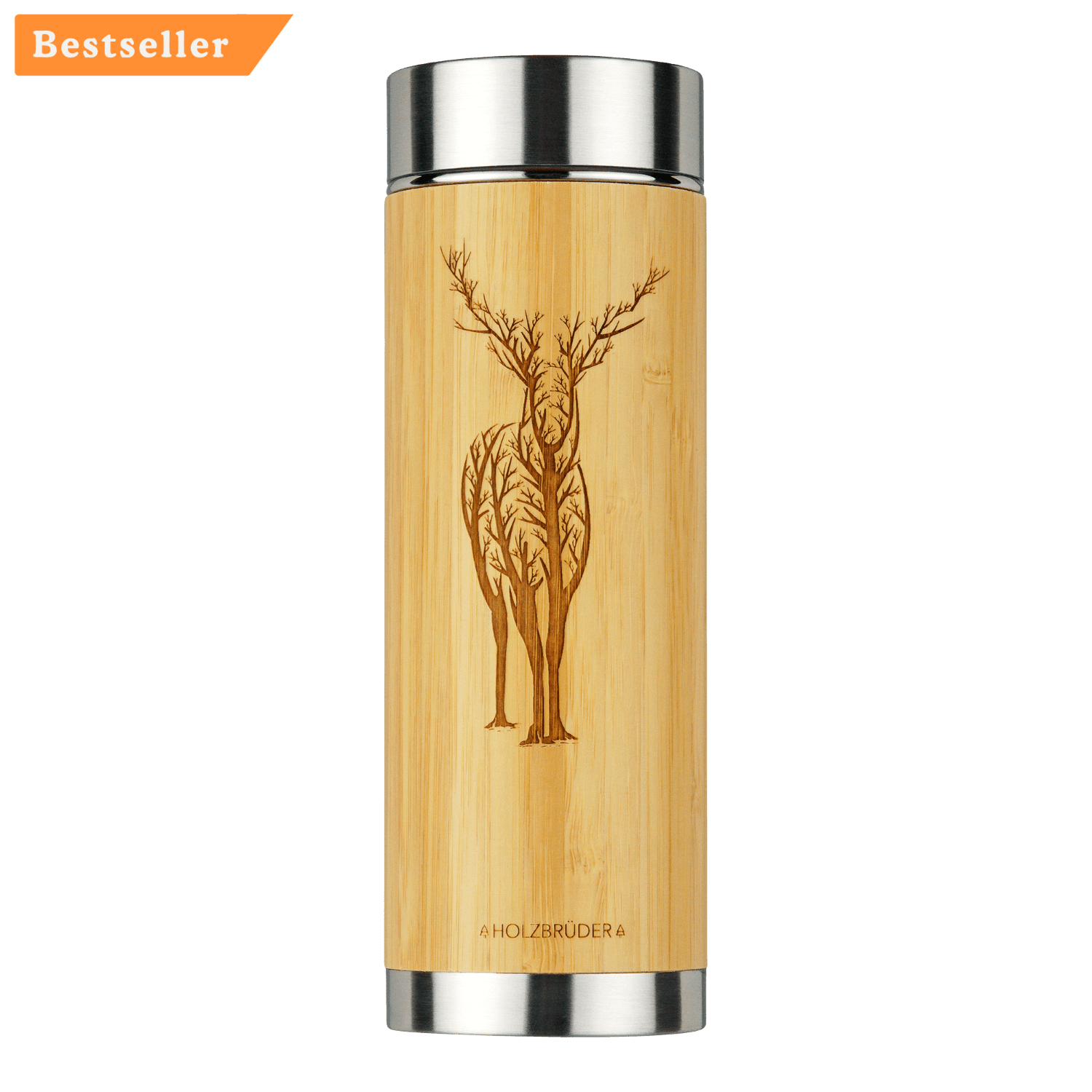 Hirsch Äste - Bambus Thermoskanne