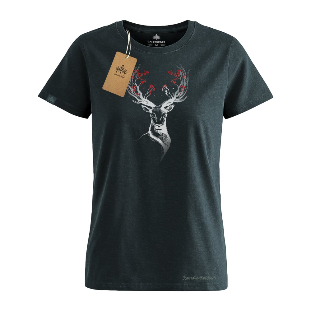 Holzbrüder® Originals - Hirsch Blüten Bio Damen Shirt