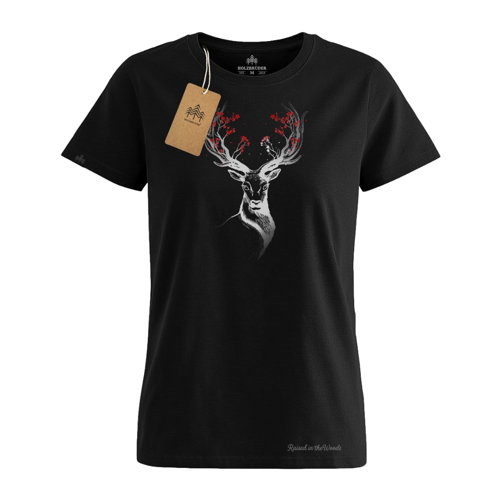 Holzbrüder® Originals - Hirsch Blüten Bio Damen Shirt