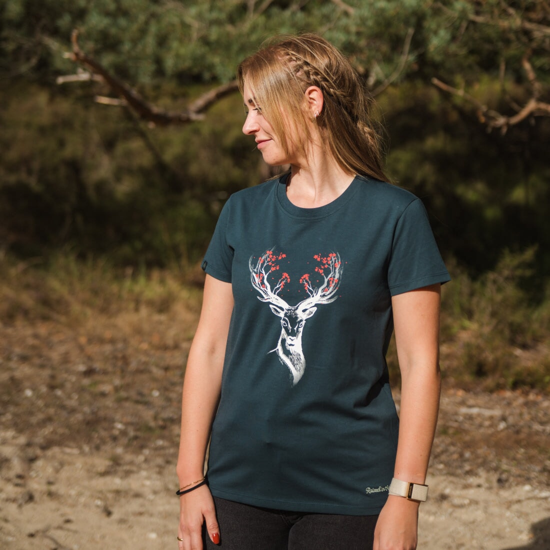 Holzbrüder® Originals - Hirsch Blüten Bio Damen Shirt