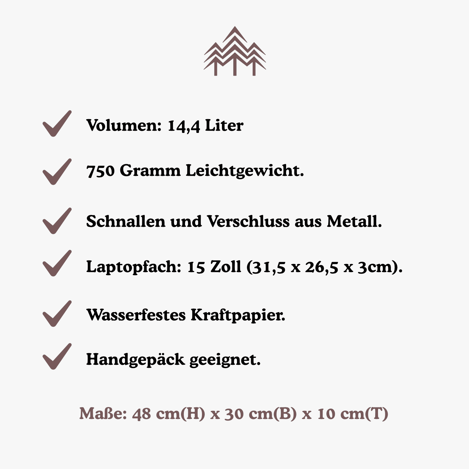 Kraftpapier Rucksack vegan  Schwarz (🌲)