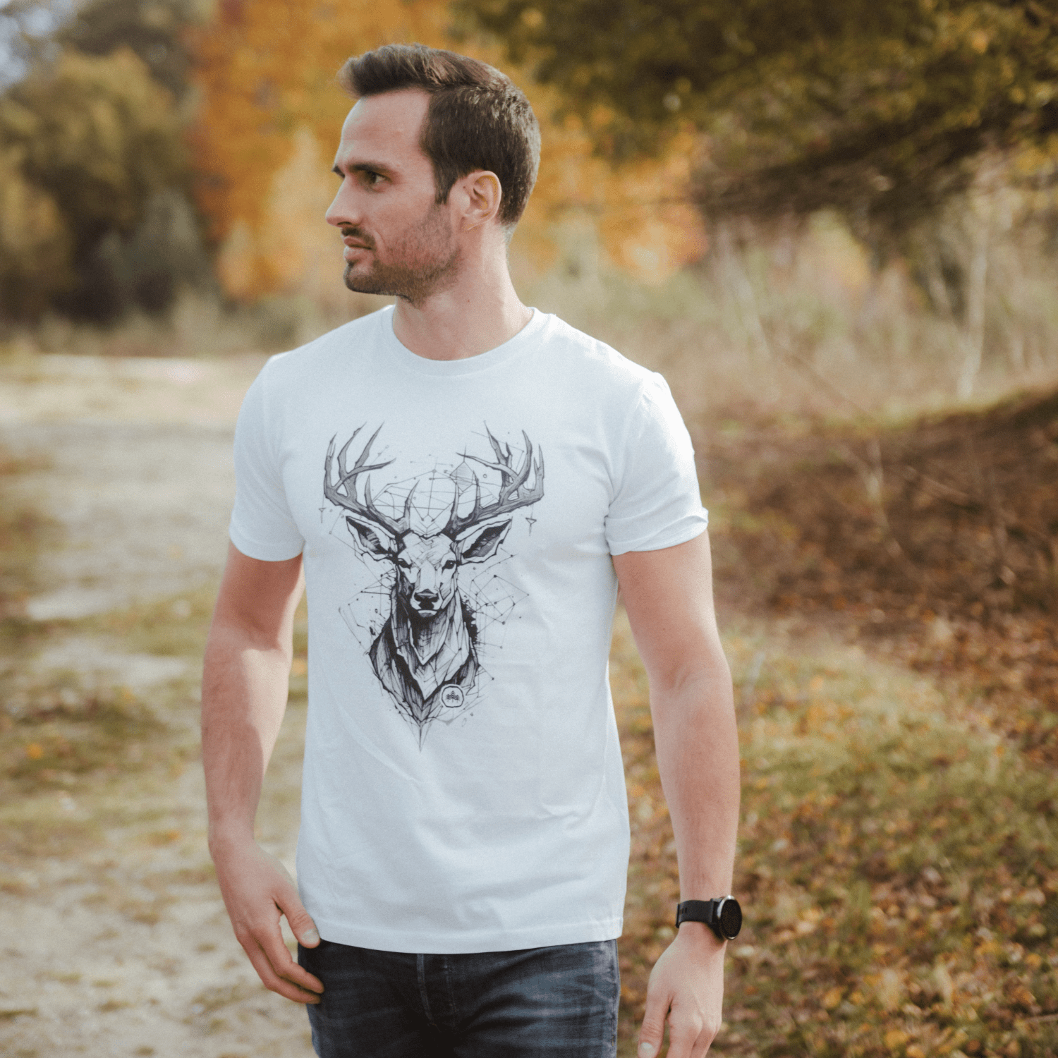 Holzbrüder® Originals - Hirsch Skizze Bio Herren Shirt