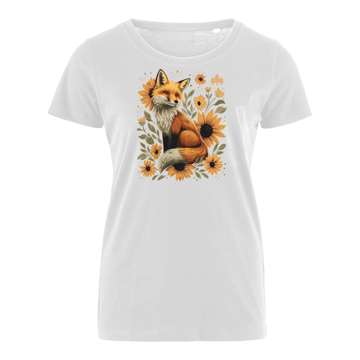 Fuchs in Sonnenblumen  - Bio Damen Shirt