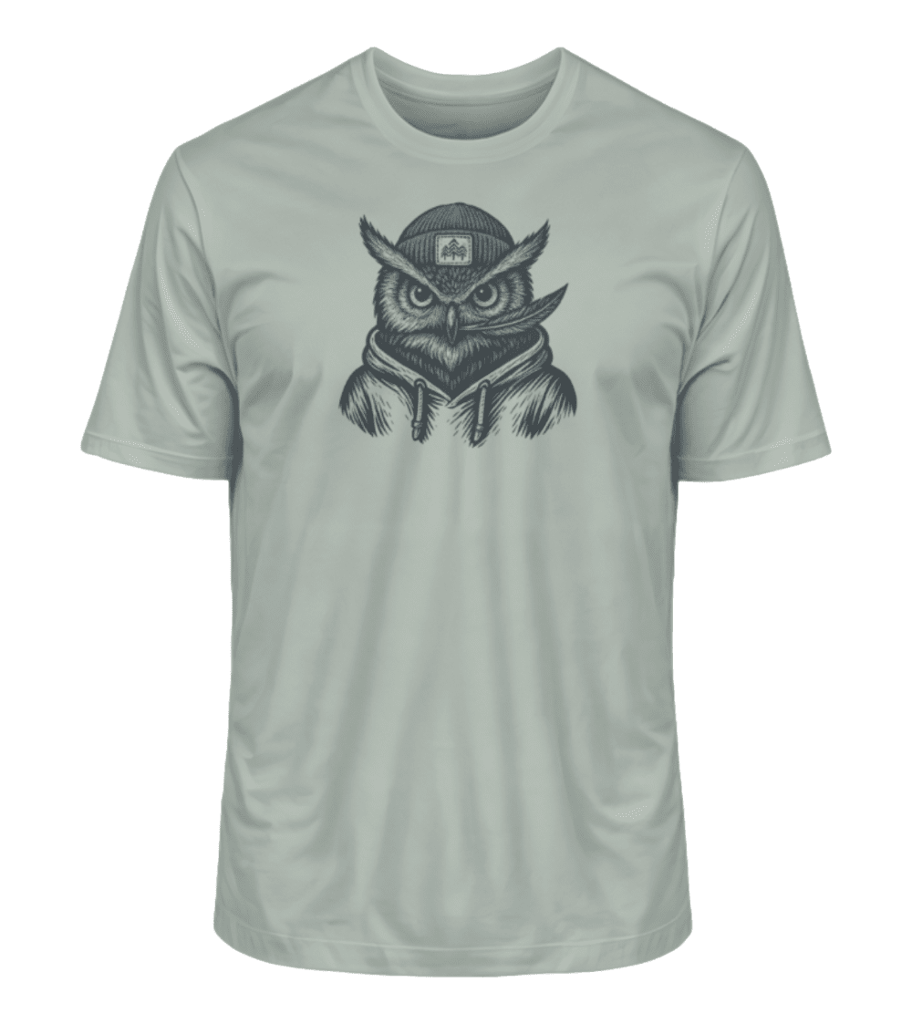 Eule mit Feder - Bio Herren Shirt