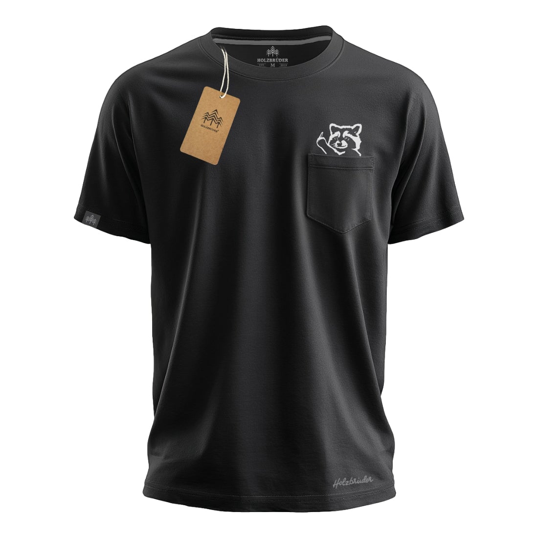 Holzbrüder® Pockets - Frecher Waschbär - Bio Herren Pocket Shirt