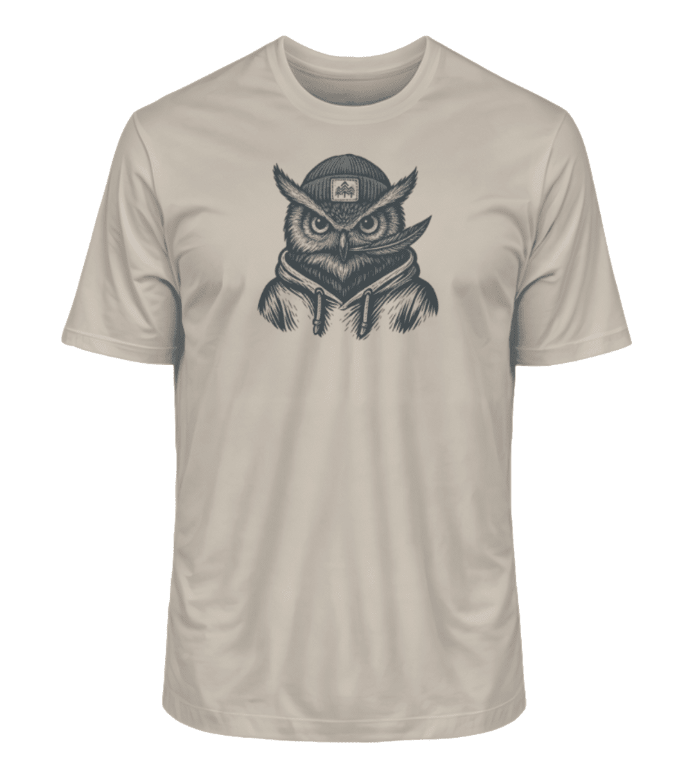 Eule mit Feder - Bio Herren Shirt