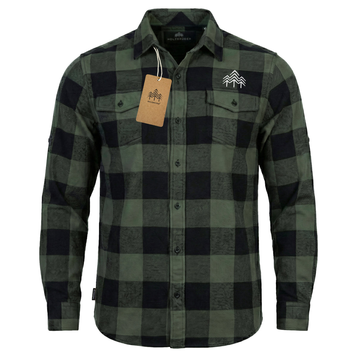 Holzbrüder® Unisex Flanellhemd - army/black