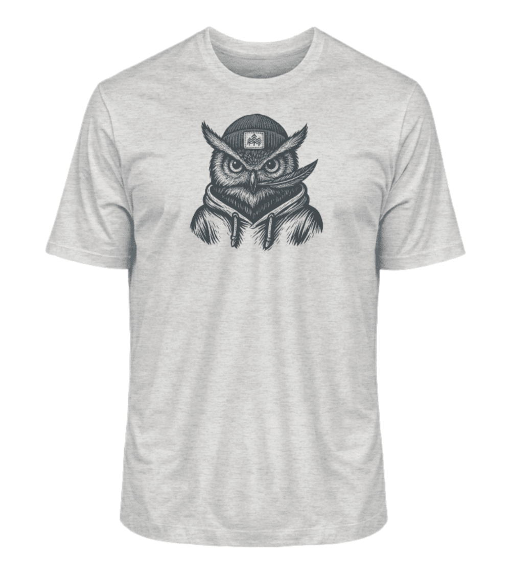 Eule mit Feder - Bio Herren Shirt