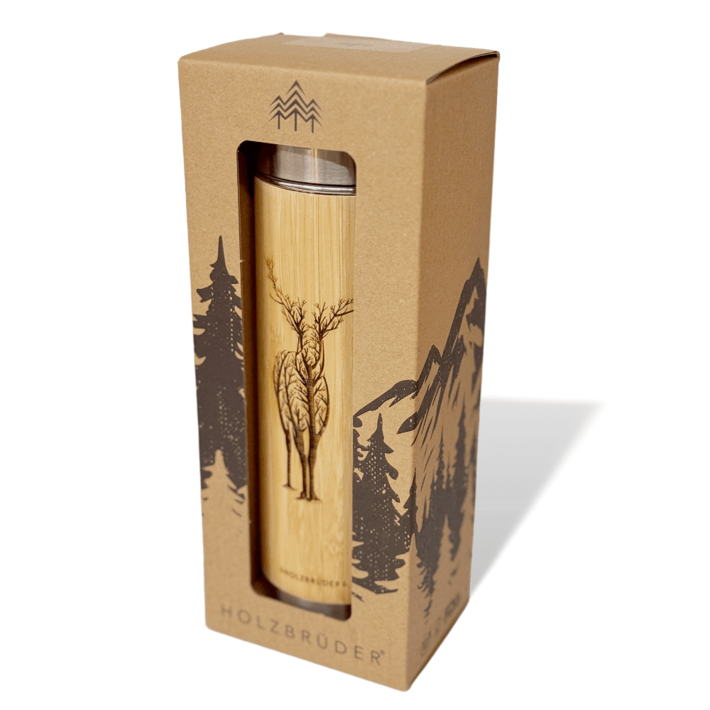 Hirsch Äste - Bambus Thermoskanne