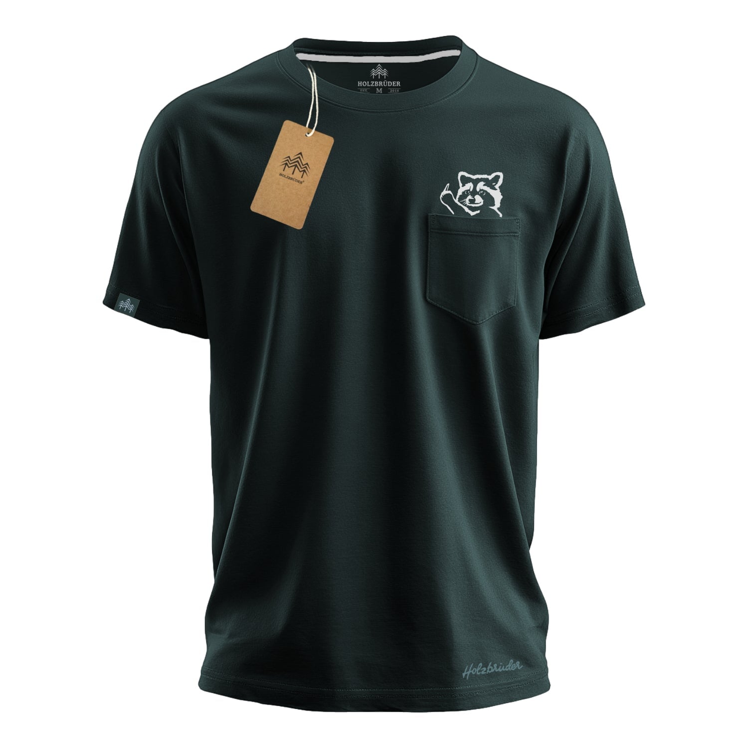 Holzbrüder® Pockets - Frecher Waschbär - Bio Herren Pocket Shirt