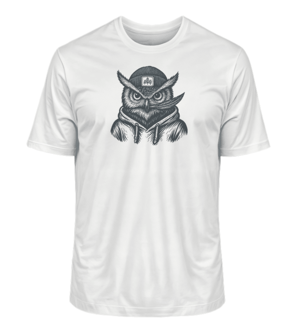 Eule mit Feder - Bio Herren Shirt