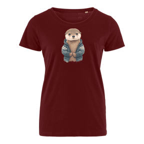 Otter im Hoodie - Bio Damen Shirt