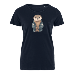 Otter im Hoodie - Bio Damen Shirt