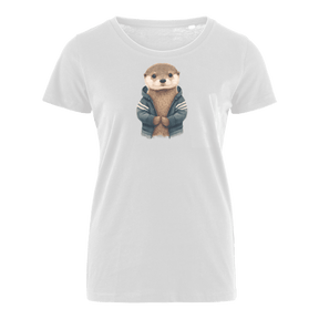 Otter im Hoodie - Bio Damen Shirt