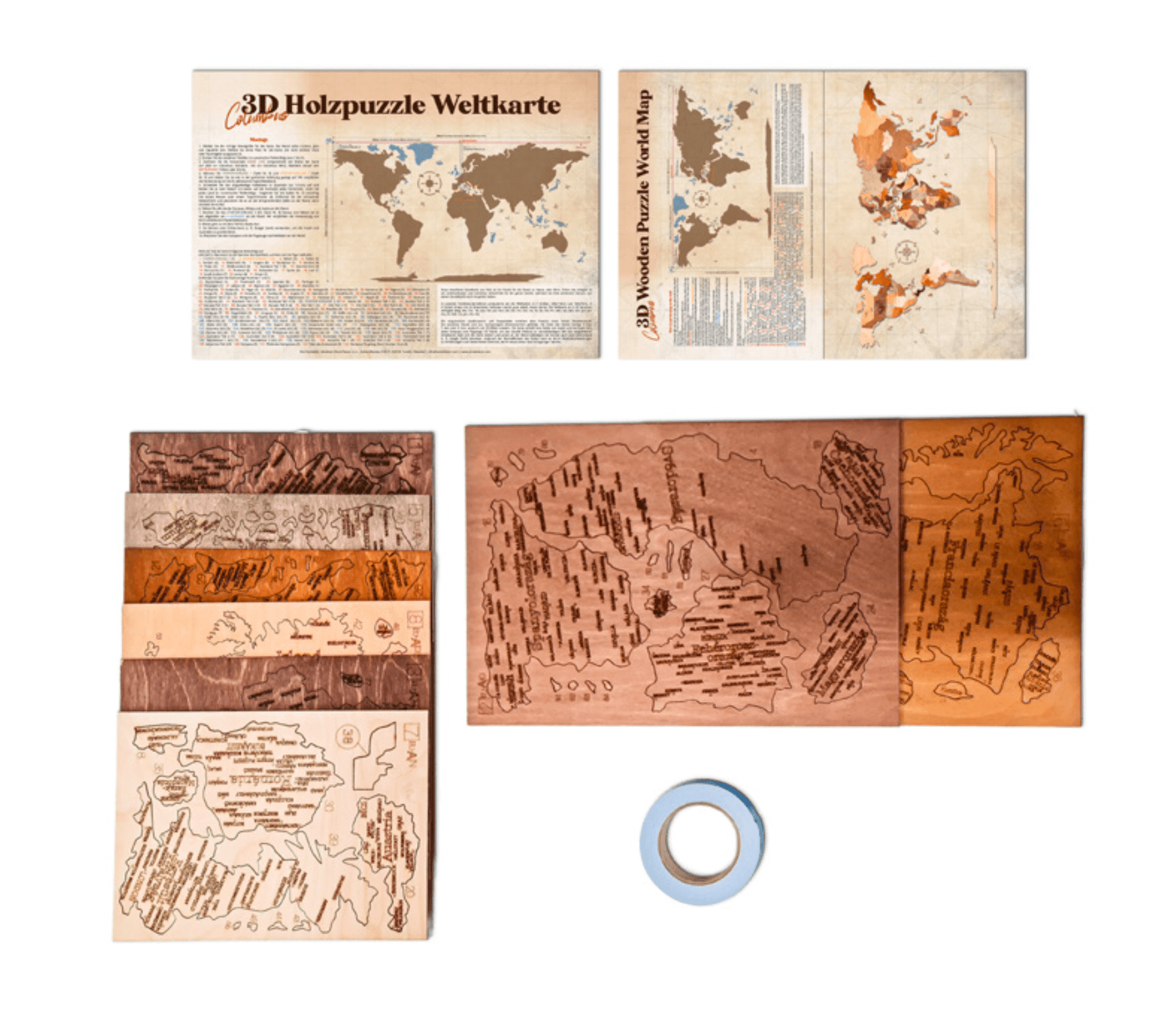 Weltkarte aus Holz 200 x 110 cm