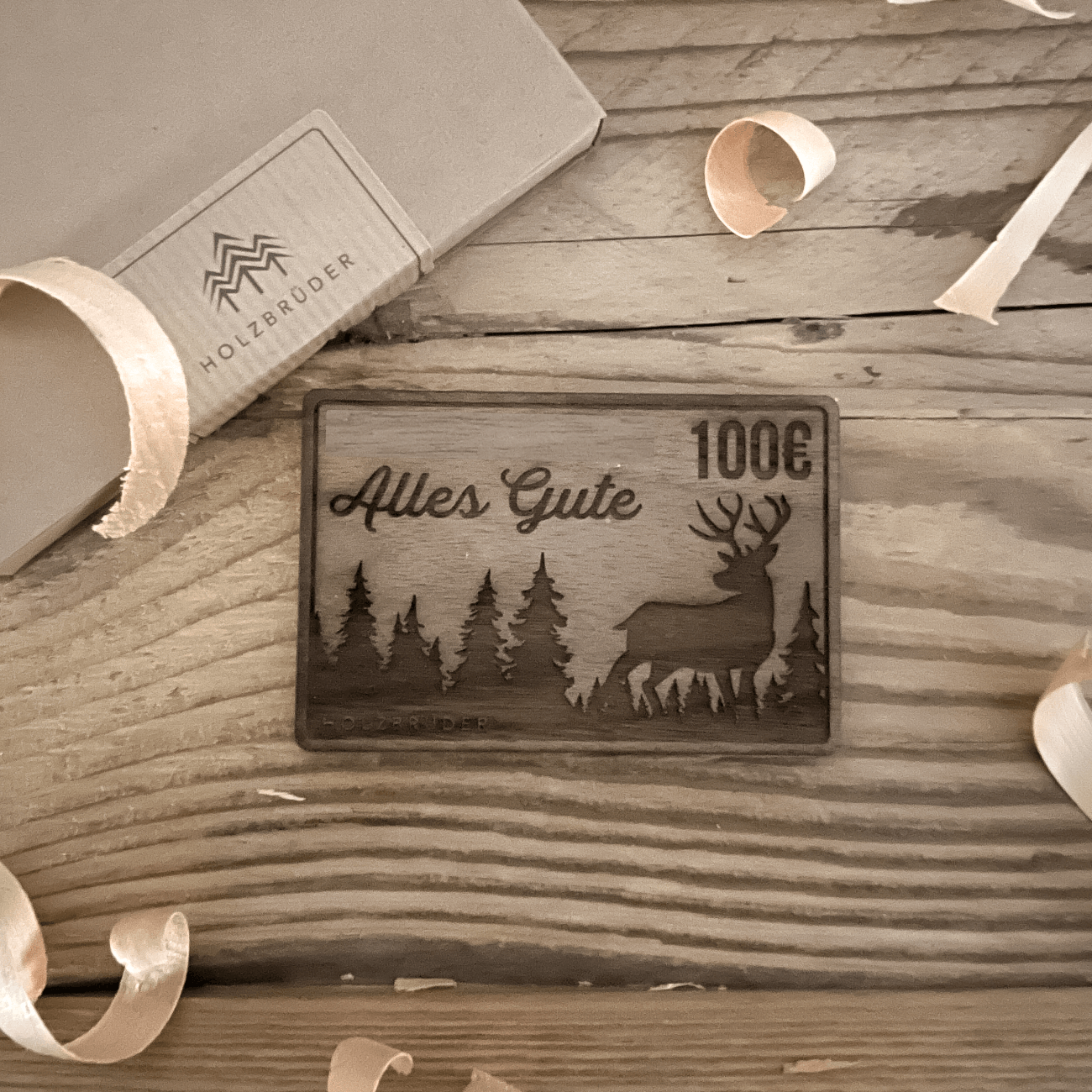 Hirsch Im Wald - Gutschein Aus Holz 100€