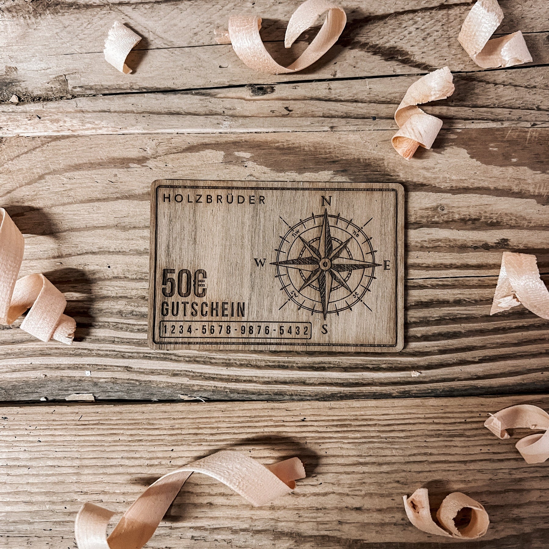 Kompass - Gutschein Aus Holz 50€